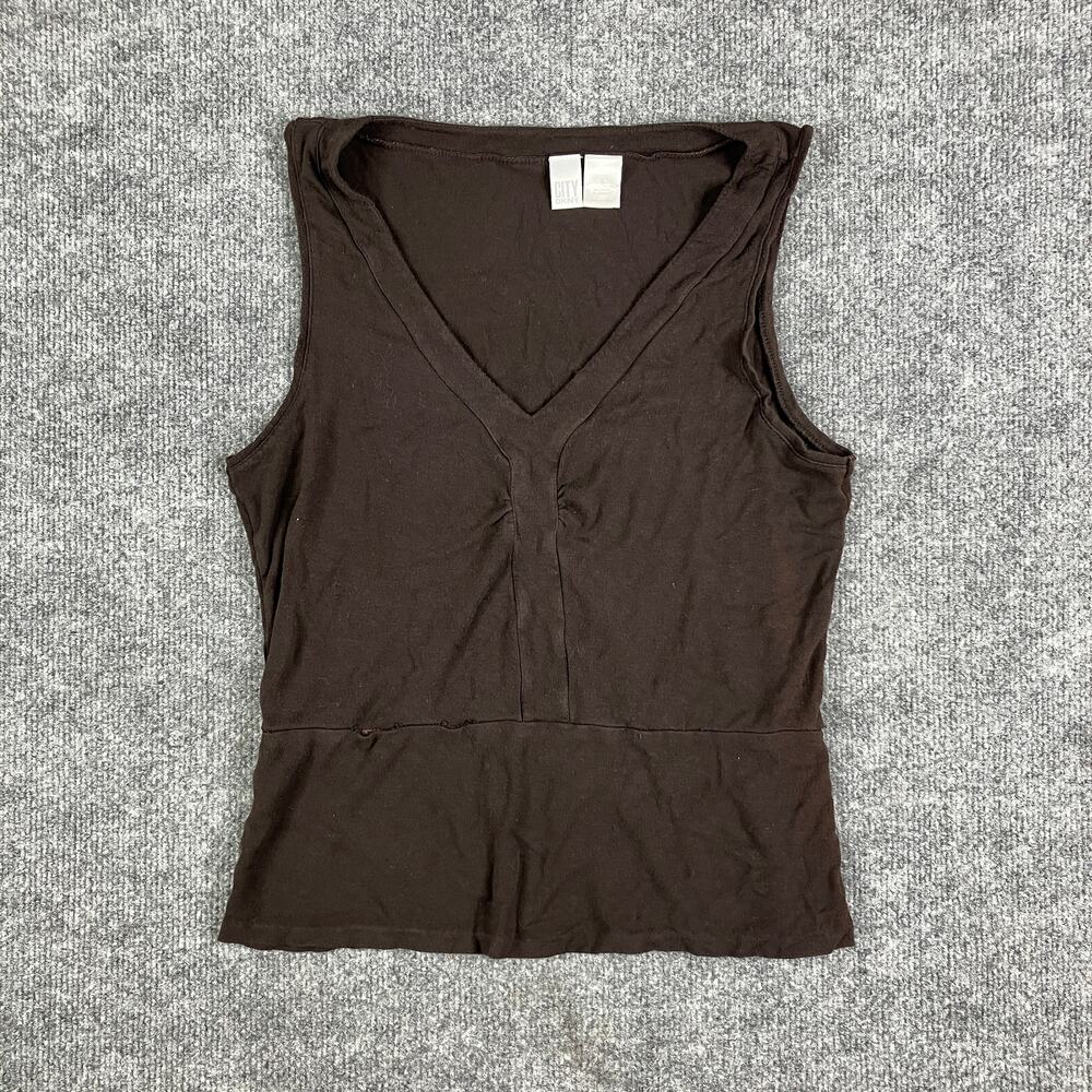 City DKNY Tank Top Womens Small Brown V Neck Rayon Blend Sleeveless